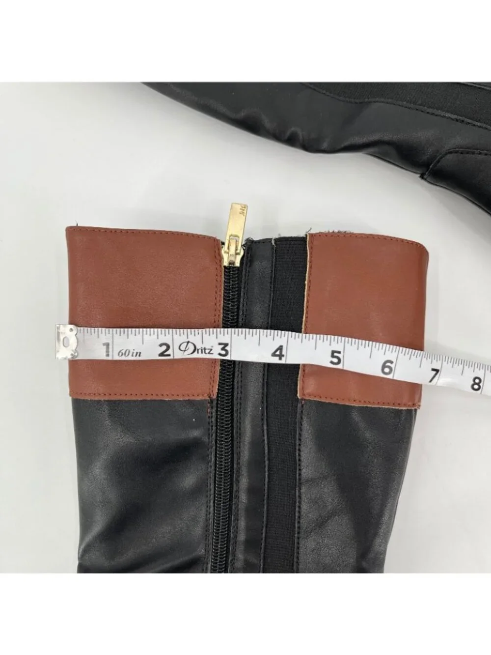 Jones New York Leodenn Knee High Boots Black Cognac Size 6M Synthetic Zip Buckle
